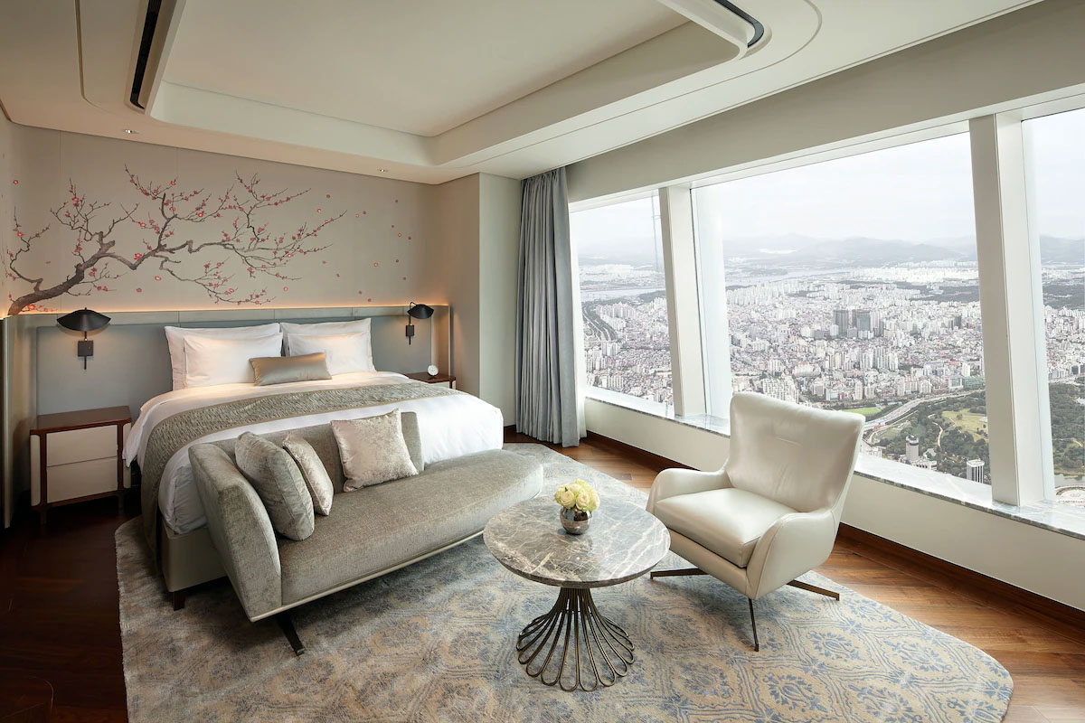 Utsikt fra 7 stjerners hotellet Signiel Seoul